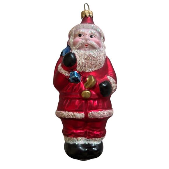 West Germany Santa Claus Glass Mouth Mercury Glass Christmas Ornament Vintage - Picture 1 of 7